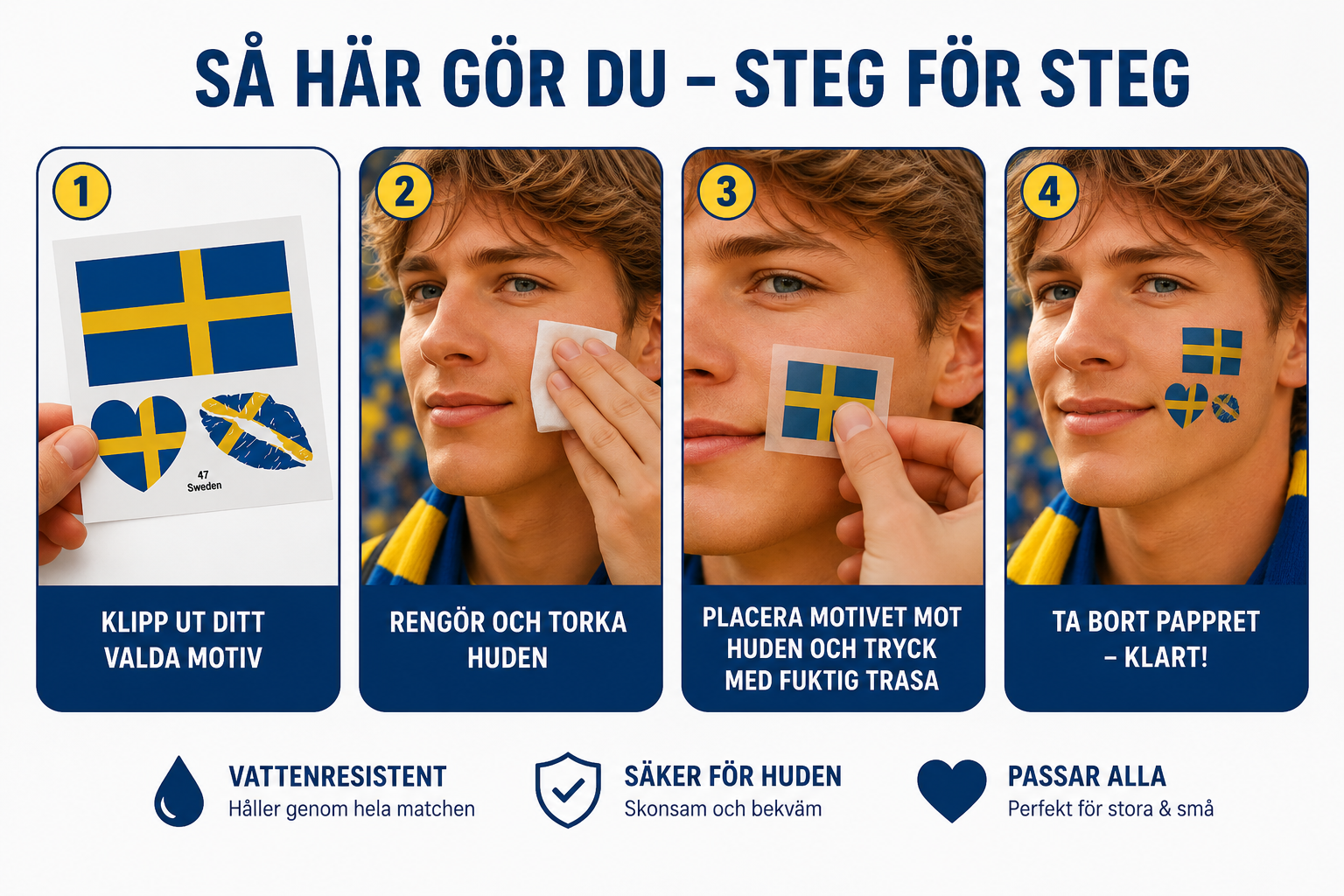 🇸🇪 Sverige Tatuering – Supporterpaket